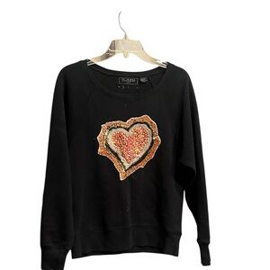 Black Heart Embellished Sweatshirt